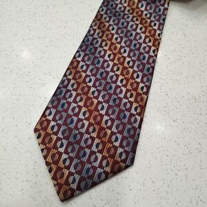 Paul Dione Geometric Design 100% Silk Mens Neck Tie Bold Business 60x4" Metallic